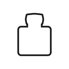 Large perfume bottle. Vector in line outline style and flat design.