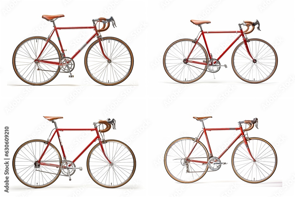 Canvas Prints set of bicycles isolated on white background.