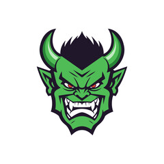 simple angry green devil logo vector illustration template design