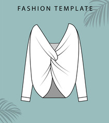 blouse sketch.  Women's Top Fashion Flat Sketch. 