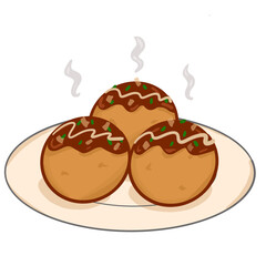 Isolated Takoyaki fried squid ball Japanese food in illustration
