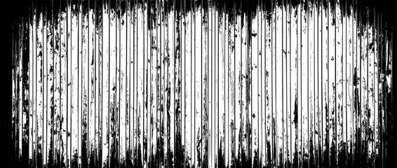 Distressed wood texture. Black grainy texture on white background. Wide horizontal long banner. Dust overlay textured. Grunge design elements. Vector illustration, EPS 10.