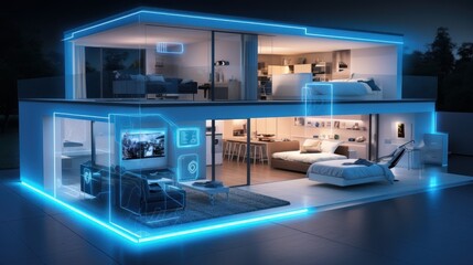 Smart Home Technology, Internet of Things Concept, Home Automation Control System. Generative Ai
