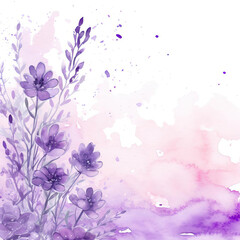 Fototapeta na wymiar Abstract Floral Art: Delicate Purper Flowers Watercolor Background for Modern Digital Art and Design. Generative AI.