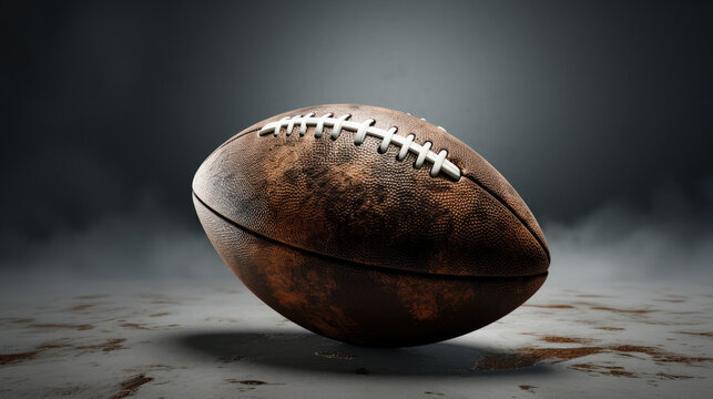 American football ball sport game 3d rendered on gray background leather