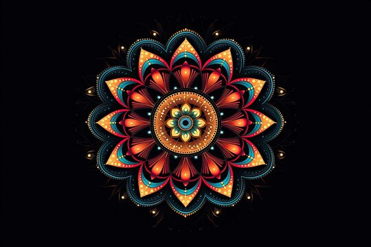 Art with points abstract madala vector isolated with black background