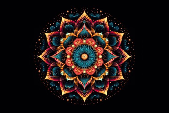 Art with points abstract madala vector isolated with black background