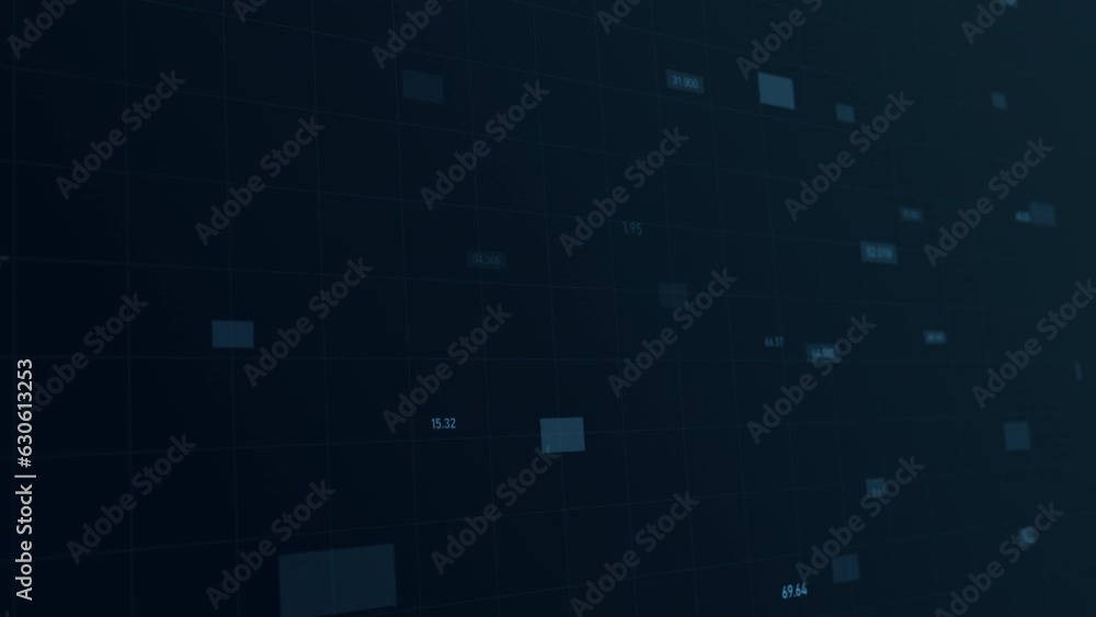 Poster HUD Finance Display.Abstract Futuristic screen with animated digital,charts,computer data.