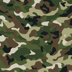 Camouflage seamless pattern. Trendy style camo, repeat print. Vector illustration. Khaki texture, perfect for military army design