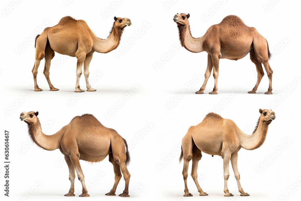 Poster camel set isolated on white background