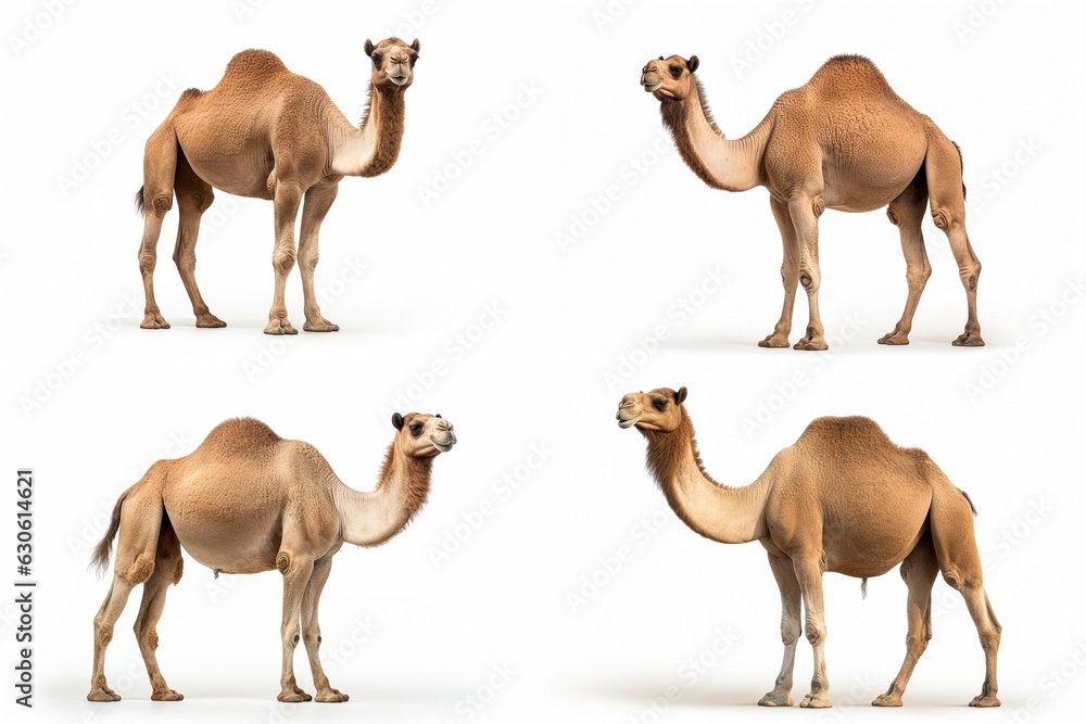 Poster camel set isolated on white background