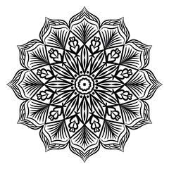 Flower Mandala. Vintage decorative elements. Oriental pattern, vector illustration. Islam, Arabic, Indian, Moroccan, Spain, Turkish, Pakistan, Chinese, mystic, ottoman motifs. Coloring book page.