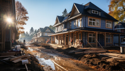 Fototapeta na wymiar High quality stock photography Construction of new homes in a new residential area. bright day,sunlight,blue sky