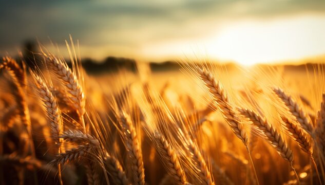 wheat field at sunset, Generative AI