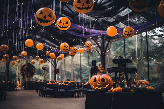 Halloween party with a costume contest, dancing, and themed decorations, bringing together friends and family for a night of fun and laughter - Generative AI