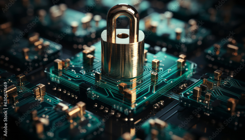 Poster cybersecurity concept, user privacy security and encryption, secure internet access future technolog