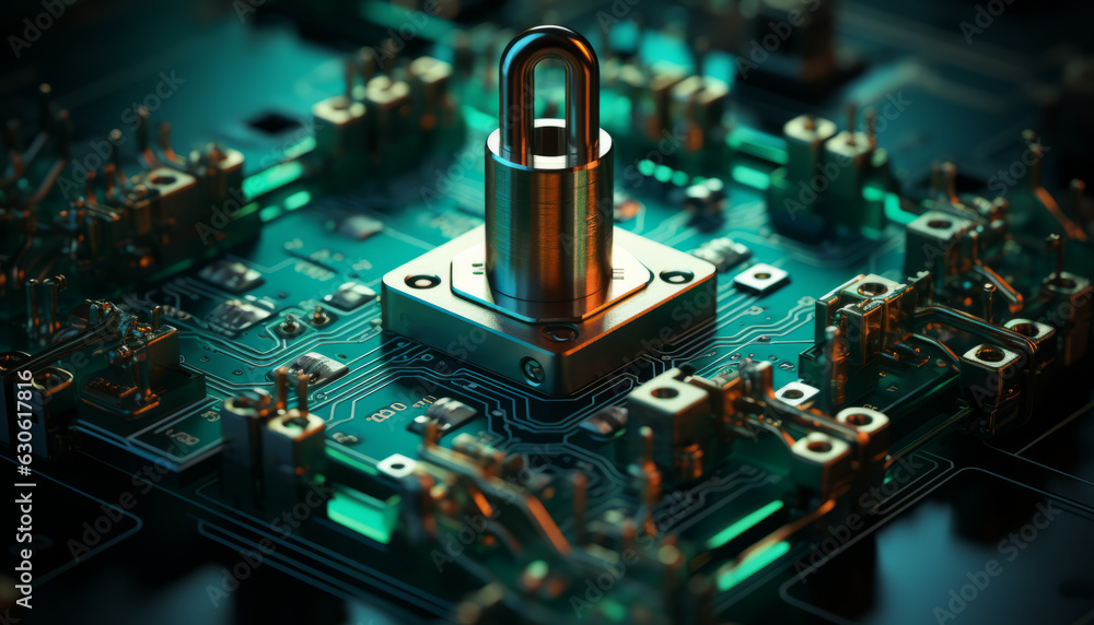 Poster cybersecurity concept, user privacy security and encryption, secure internet access future technolog