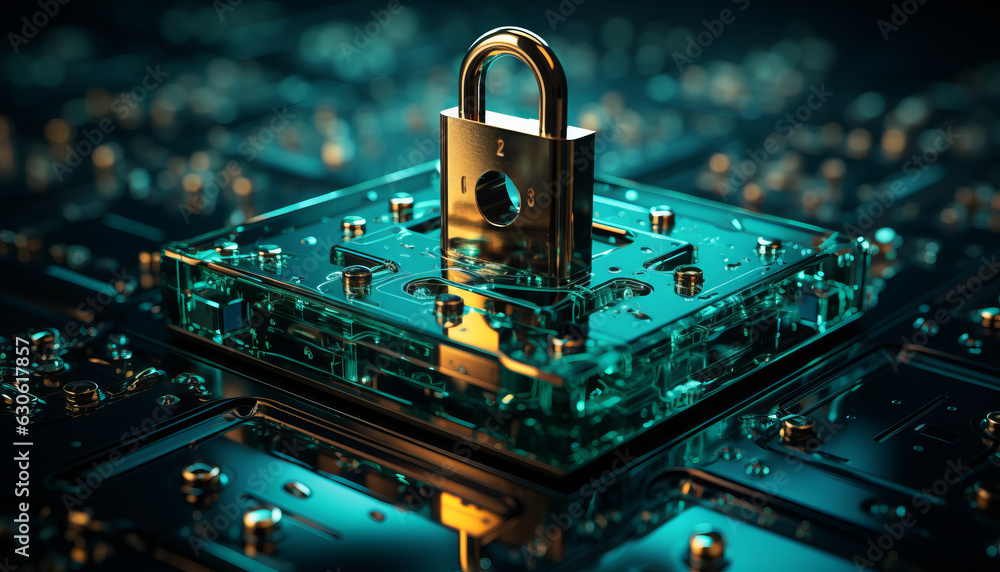 Poster cybersecurity concept, user privacy security and encryption, secure internet access future technolog