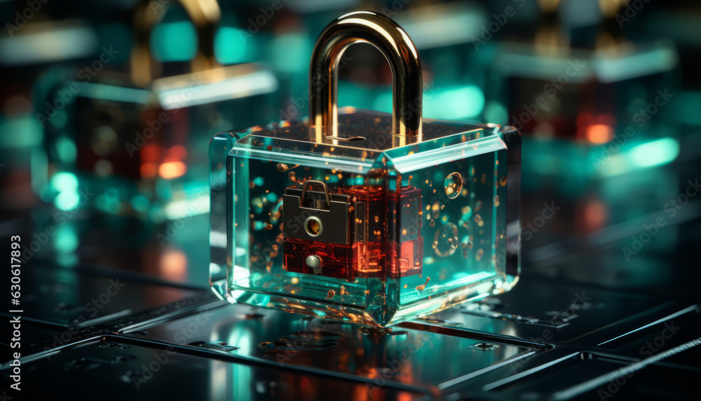 Poster cybersecurity concept, user privacy security and encryption, secure internet access future technolog