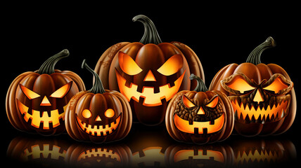 Halloween pumpkins isolated on white backgroud