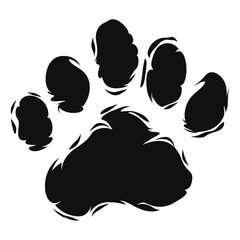 Silhouette of a paw, isolated on white background, vector illustration.