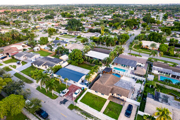Aerial of Palm Springs North, an unincorporated community and census-designated place in Miami-Dade...