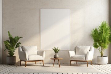 Minimalist Interior Canvas Mockup Created with Generative AI