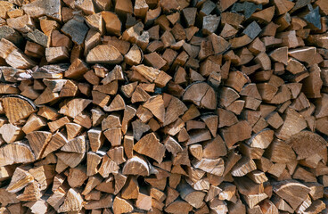 macro of stacks of small pieces of wood