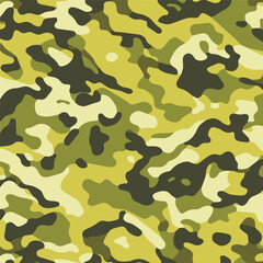 Camouflage seamless pattern. Trendy style camo, repeat print. Vector illustration. Khaki texture, perfect for military army design