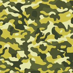Camouflage seamless pattern. Trendy style camo, repeat print. Vector illustration. Khaki texture, perfect for military army design