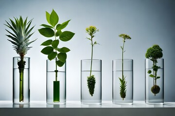 green plants in test tube Generated Ai