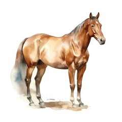 Water color of a horse isolated on white background, Generative AI
