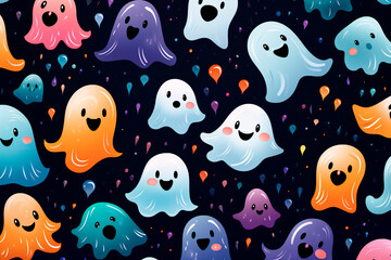 Halloween pattern funny ghosts Background wallpaper AI generation