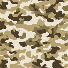 Camouflage seamless pattern. Trendy style camo, repeat print. Vector illustration. Khaki texture, perfect for military army design