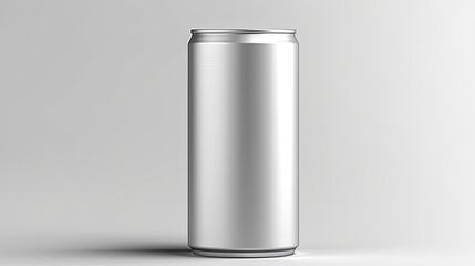 Can mockup blank silver on white gray background