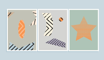 set of geometric wavy stripes collage texture vector templates set