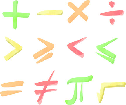 Math equation symbol hand draw
