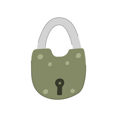 metal padlock vintage cartoon. antique security, safety iron, protection safe metal padlock vintage sign. isolated symbol vector illustration