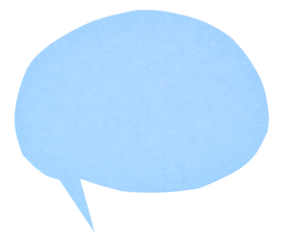 Blue blank cut out paper cardboard speech bubble of elliptical round shape with copy space for text on transparent or white background
