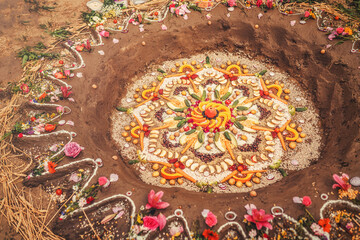 Madala with flowers and fruits, ceremony of earth.