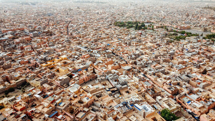 Aerial drone view of Marrakesh, Morocco