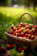 Fototapeta na wymiar Naturgeschenk: Die süßen Früchte im Erdbeerkorb