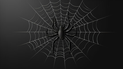 Illustration of black spider and torn web