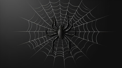 Obraz premium Illustration of black spider and torn web