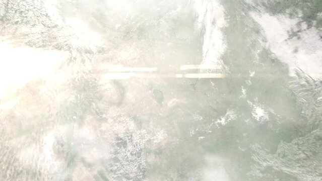 Zoom in from space and focus on Sturgis, South Dakota, USA. 3D Animation. Background for travel intro. Elements of this image furnished by NASA