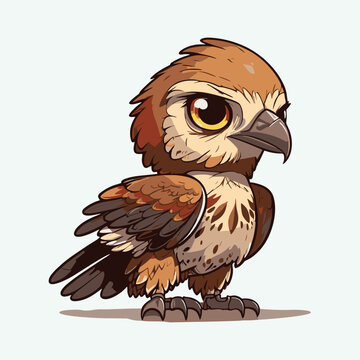 vector cute hawk cartoon style