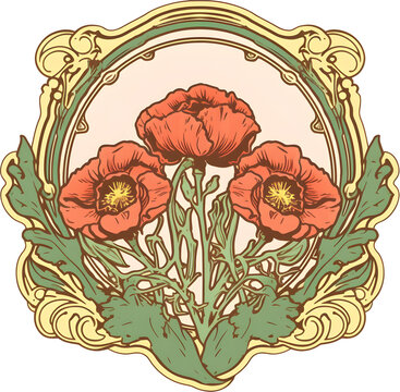 recommend clip art: Bouquet of flowers Art Nouveau. Generative AI	
                    