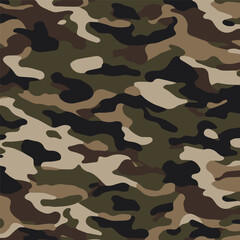Camouflage seamless pattern. Trendy style camo, repeat print. Vector illustration. Khaki texture, perfect for military army design