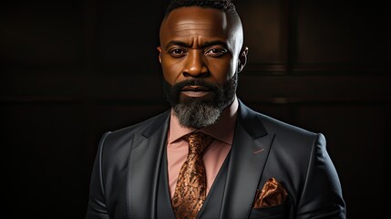 Fototapeta premium Portrait of Stylish Man in Tailored Suit and Tie