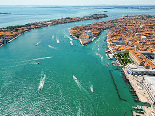Aerial drone view of Venice, Italy